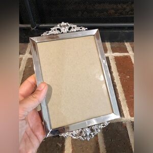 Stunning vintage silver plated ornate frame picture size 5.25x4”